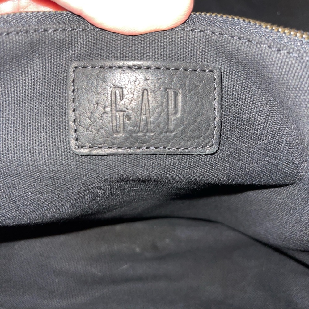 Vintage 90s Gap Black Leather Messenger Bag Brass Style Hardware Men’s Retro Y2K - Picture 4 of 16